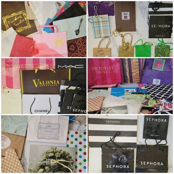Gift shopping bag bundle Chanel Victoria's Secret Sephora Valonia Mac airlines T - Picture 1 of 16